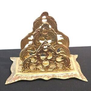 VTG Hollywood Regency Letter Mail Holder Brass Desk Organizer Korea